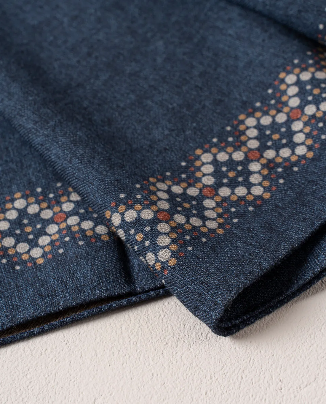 Wool Printed Scarf - Blue Melange with Dotted Motif sold by Paolo Albizzati product image thumbnail 5