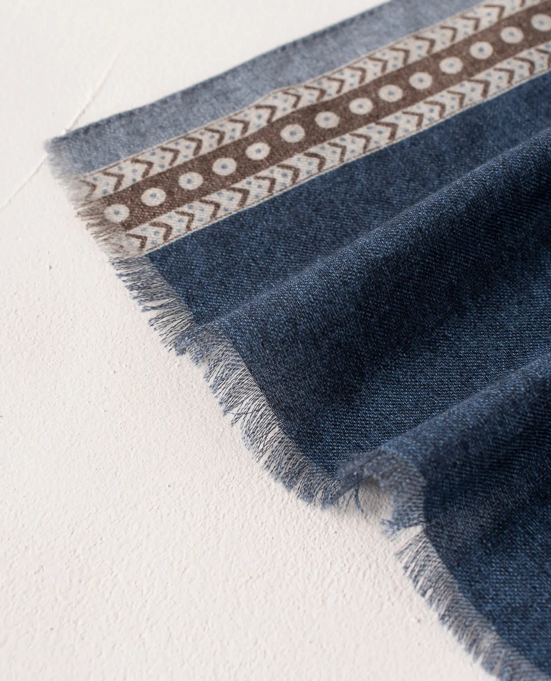 Wool Printed Scarf - Blue Melange sold by Paolo Albizzati product image thumbnail 2