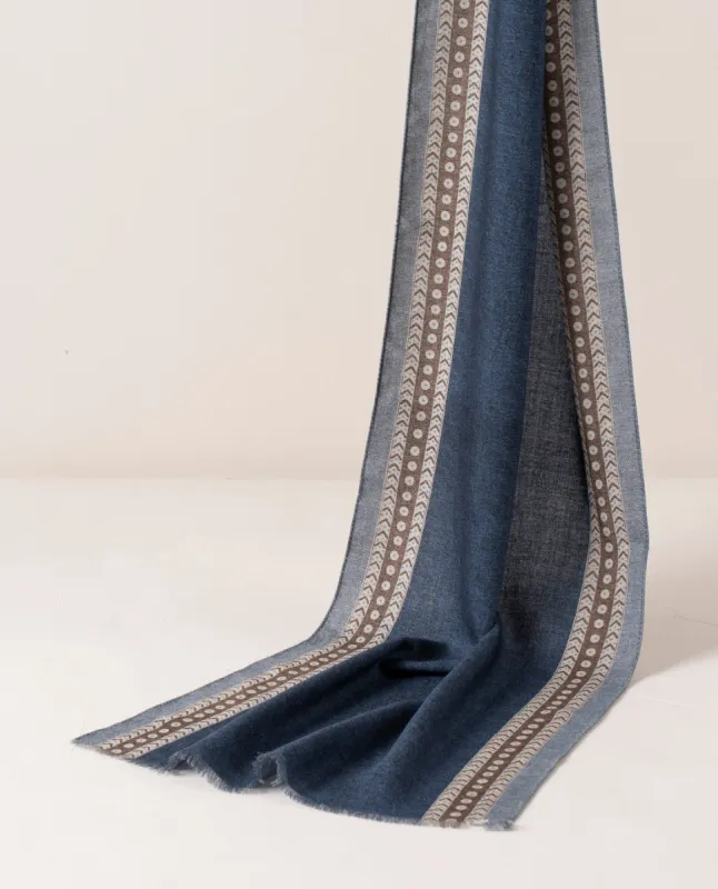 Wool Printed Scarf - Blue Melange sold by Paolo Albizzati