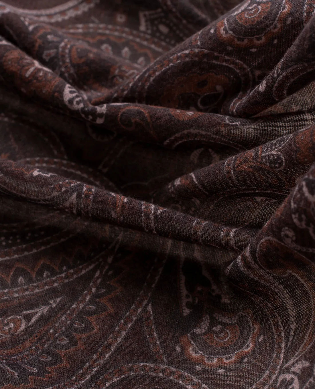 Soft Wool Scarf - Brown Paisley Print sold by Paolo Albizzati product image thumbnail 2