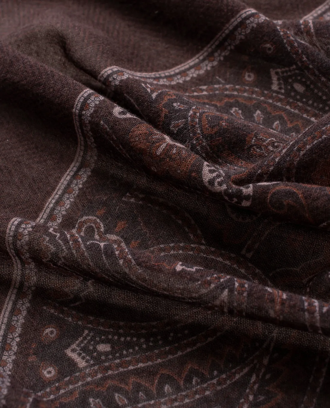 Soft Wool Scarf - Brown Paisley Print sold by Paolo Albizzati product image thumbnail 4