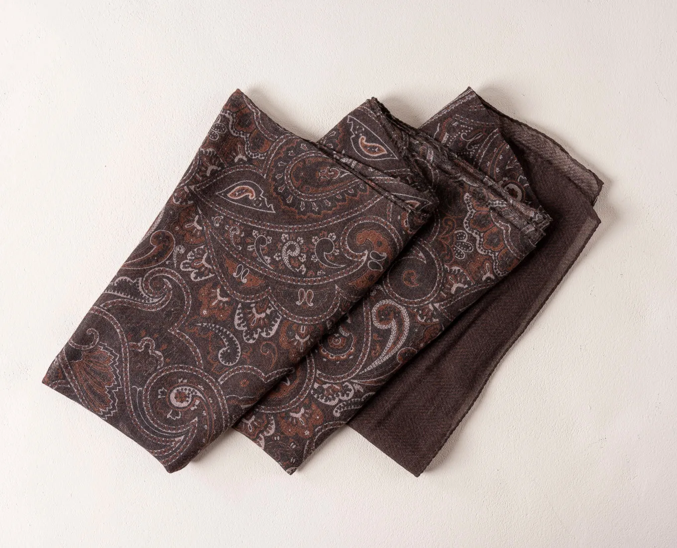 Soft Wool Scarf - Brown Paisley Print sold by Paolo Albizzati product image thumbnail 5