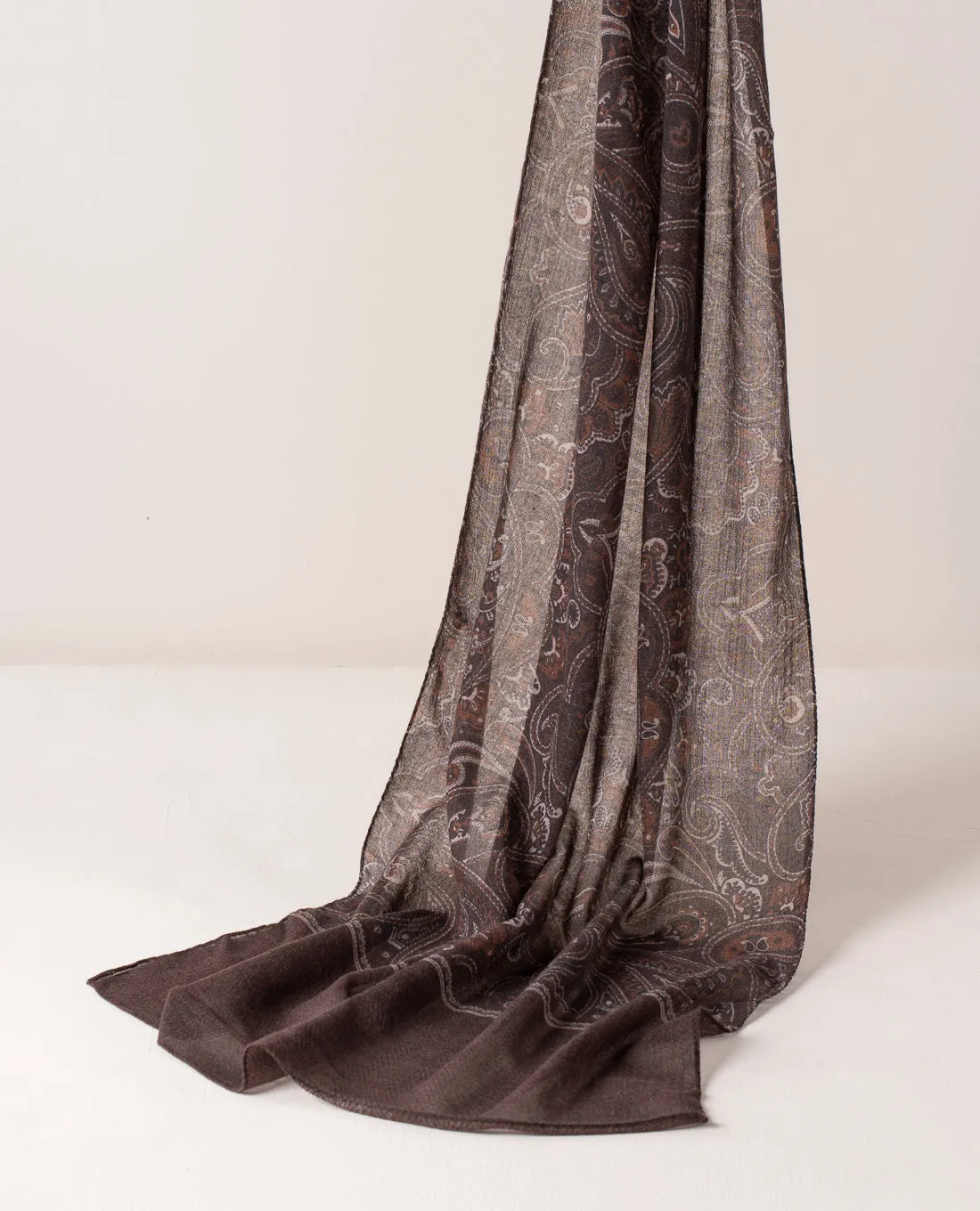 Soft Wool Scarf - Brown Paisley Print sold by Paolo Albizzati