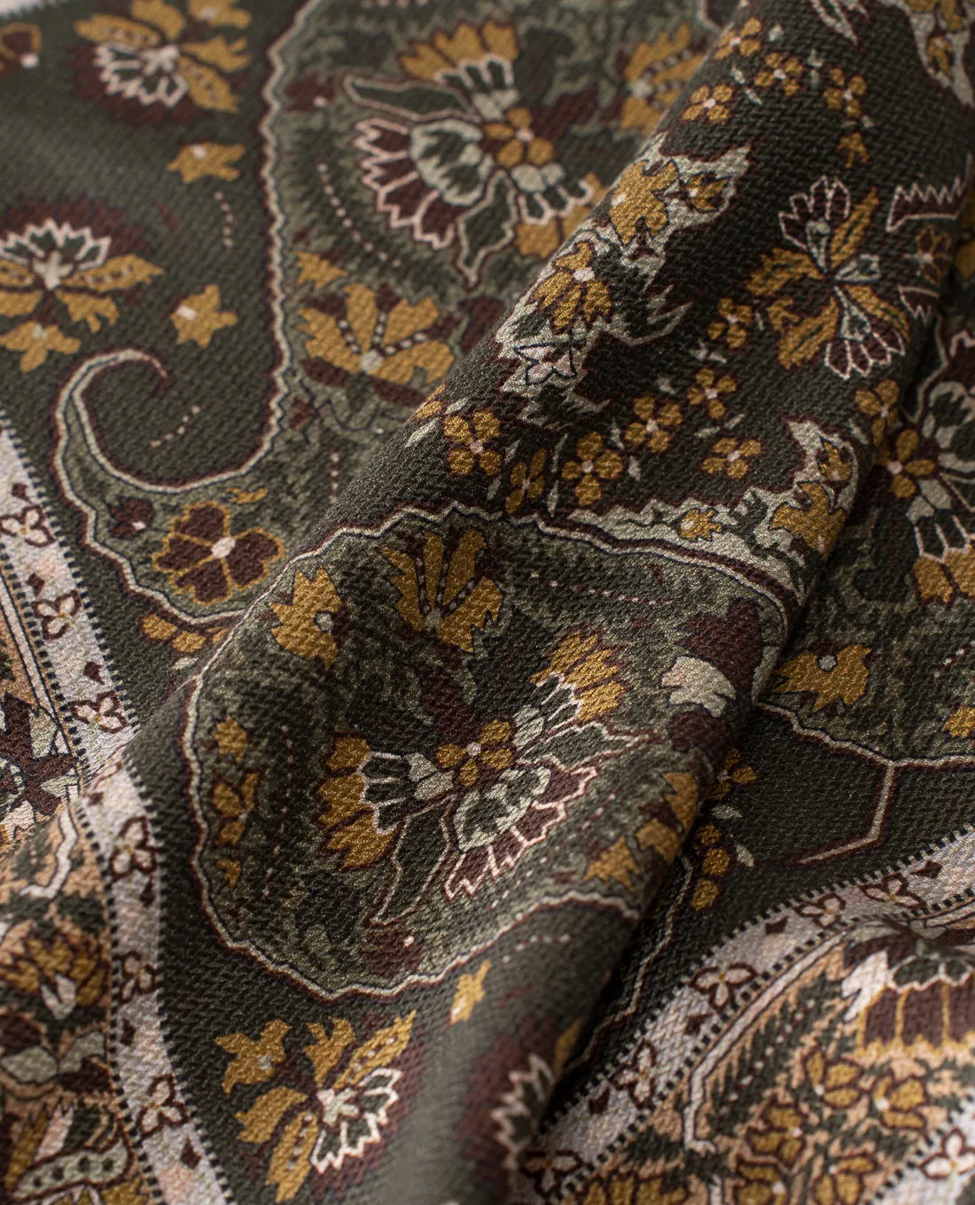 Reversible Silk Pocket Square - Green Paisley Foulard Print sold by Paolo Albizzati product image thumbnail 4