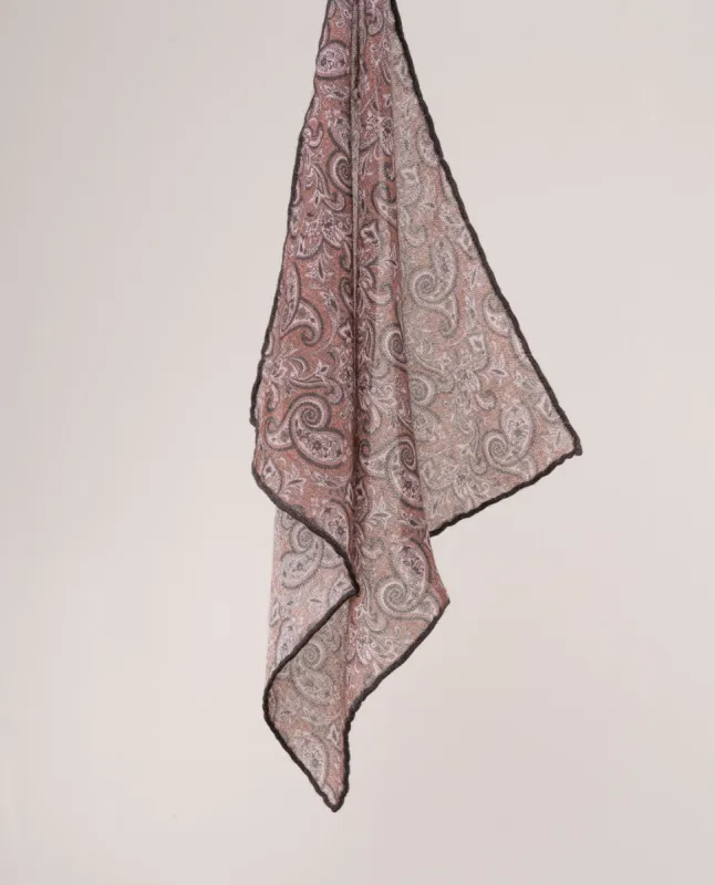 Pocket Square Soft Wool - Brown Paisley Print sold by Paolo Albizzati