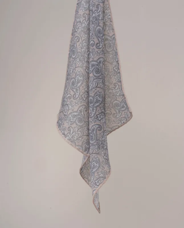 Pocket Square Soft Wool - Beige Paisley Print sold by Paolo Albizzati