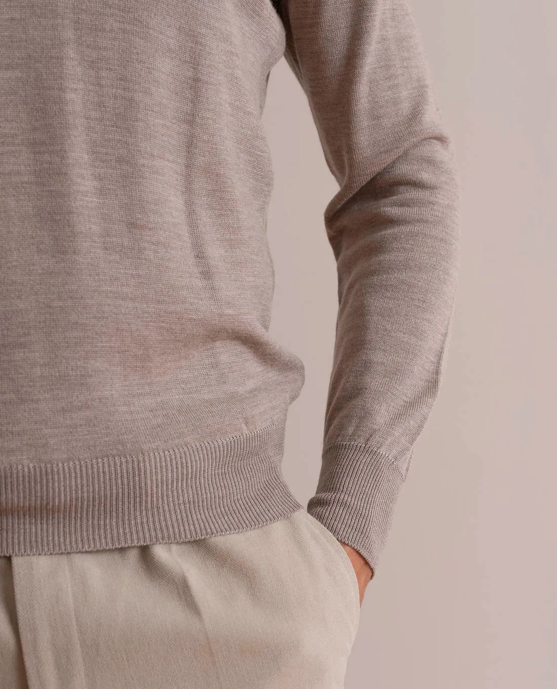 Merino Wool V-Neck Sweater - Beige sold by Paolo Albizzati product image thumbnail 2