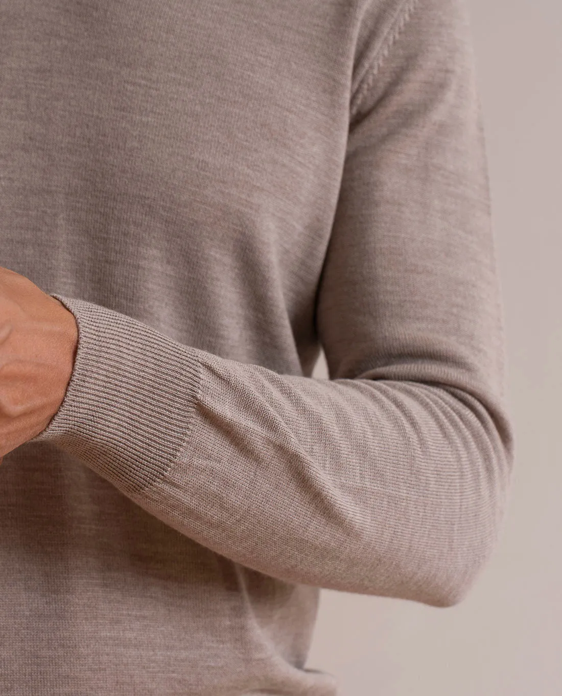 Merino Wool V-Neck Sweater - Beige sold by Paolo Albizzati product image thumbnail 5