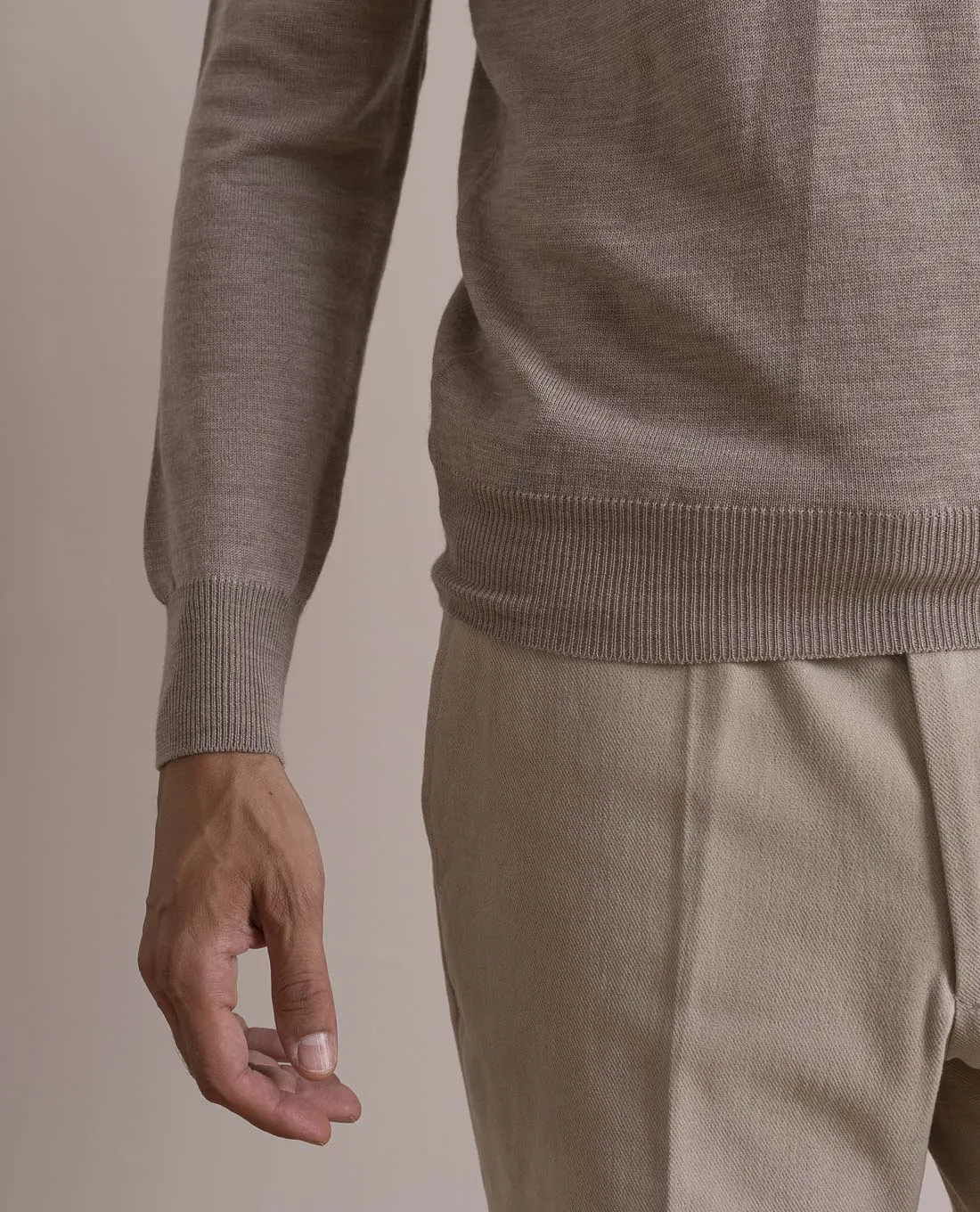 Merino Wool V-Neck Sweater - Beige sold by Paolo Albizzati product image thumbnail 3