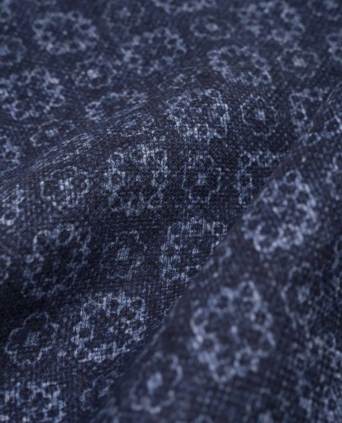 Linen and Cotton Pocket Square - Navy Blue Floral sold by Paolo Albizzati product image thumbnail 3