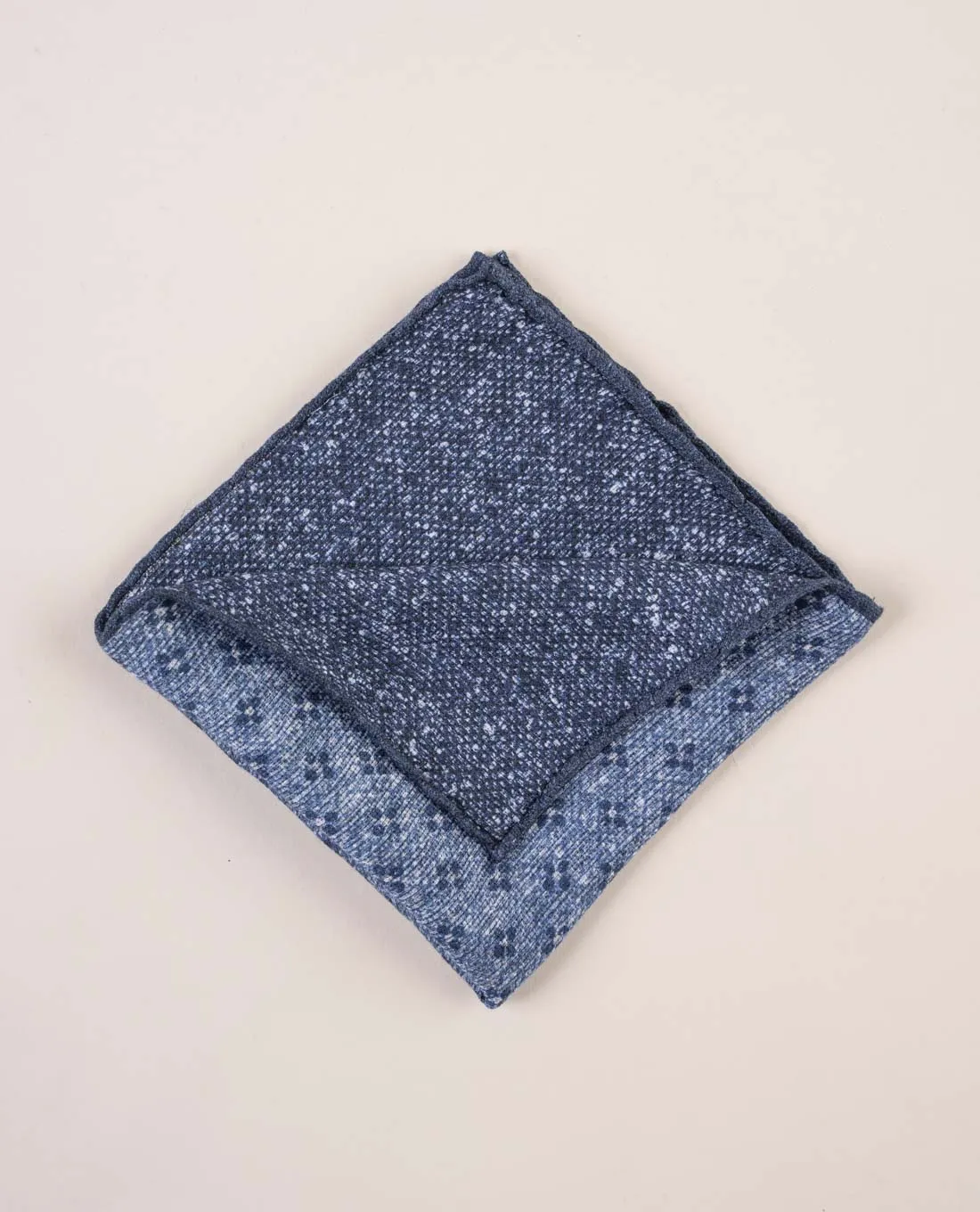 Linen and Cotton Pocket Square - Light Blue Micro Flowers sold by Paolo Albizzati product image thumbnail 4