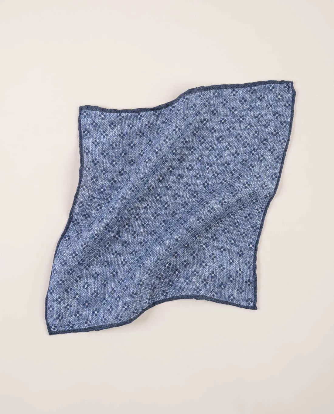 Linen and Cotton Pocket Square - Light Blue Micro Flowers sold by Paolo Albizzati product image thumbnail 2