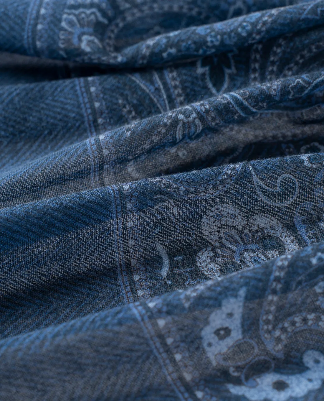 Soft Wool Scarf - Blue Paisley Print sold by Paolo Albizzati product image thumbnail 3