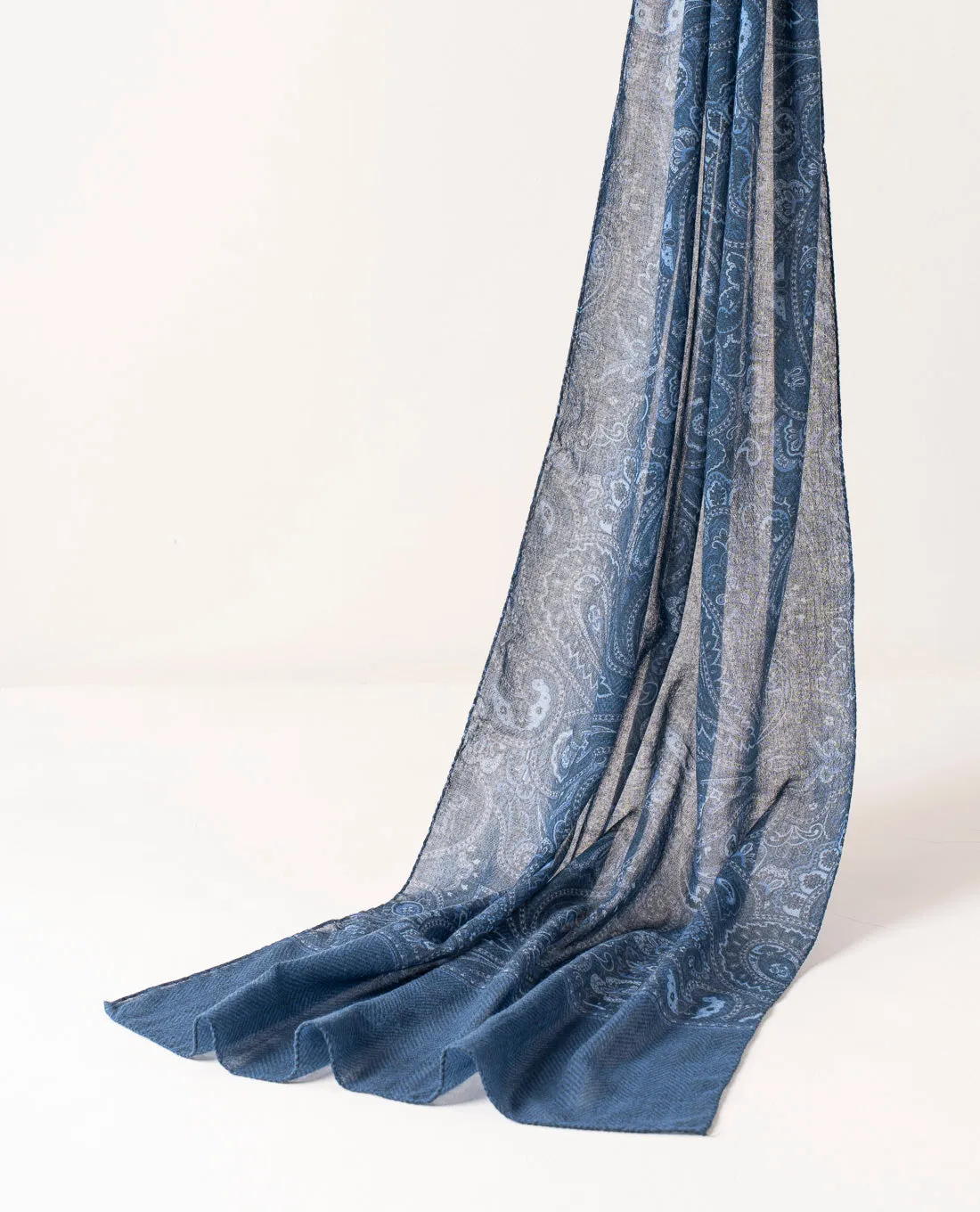 Soft Wool Scarf - Blue Paisley Print sold by Paolo Albizzati