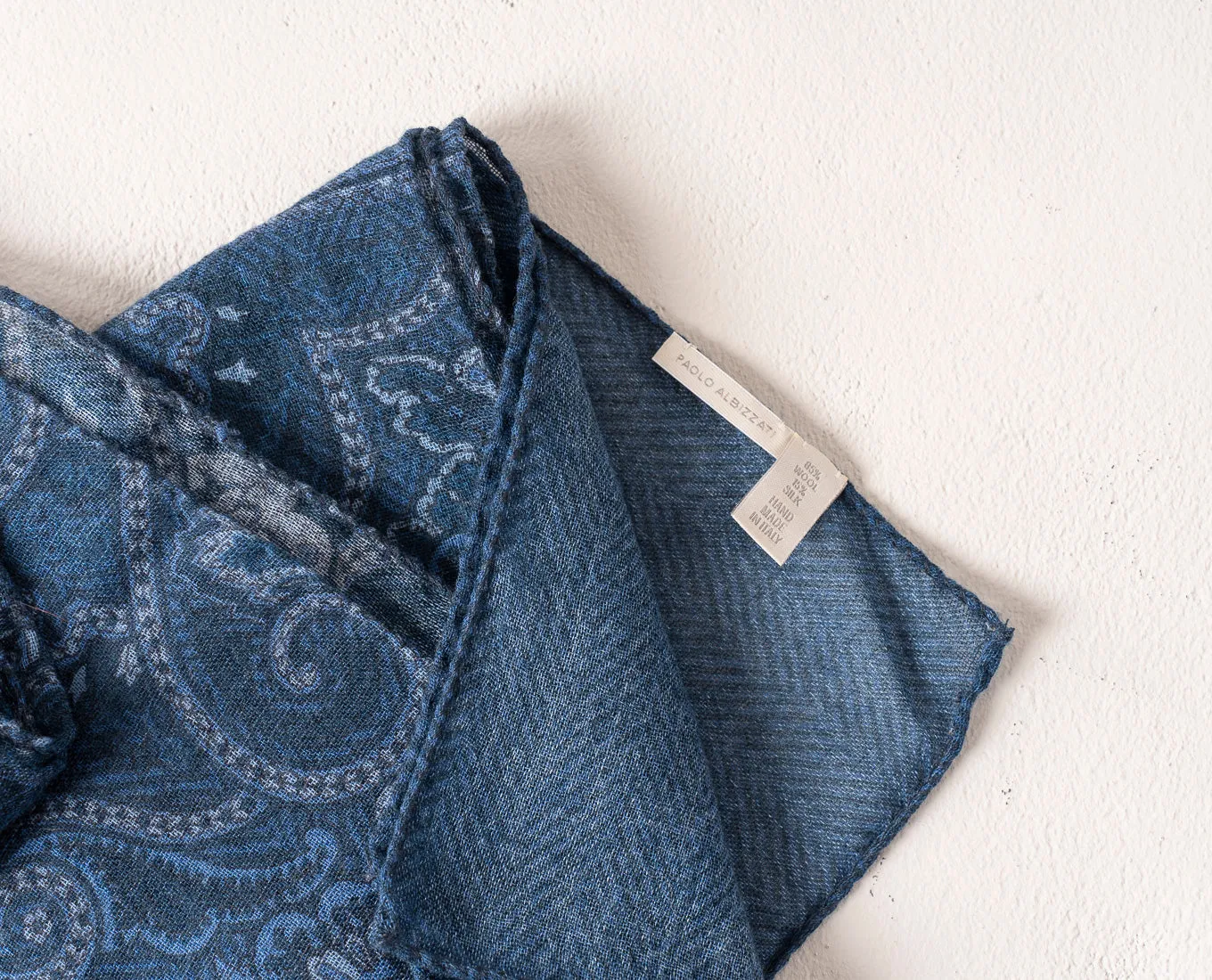 Soft Wool Scarf - Blue Paisley Print sold by Paolo Albizzati product image thumbnail 5
