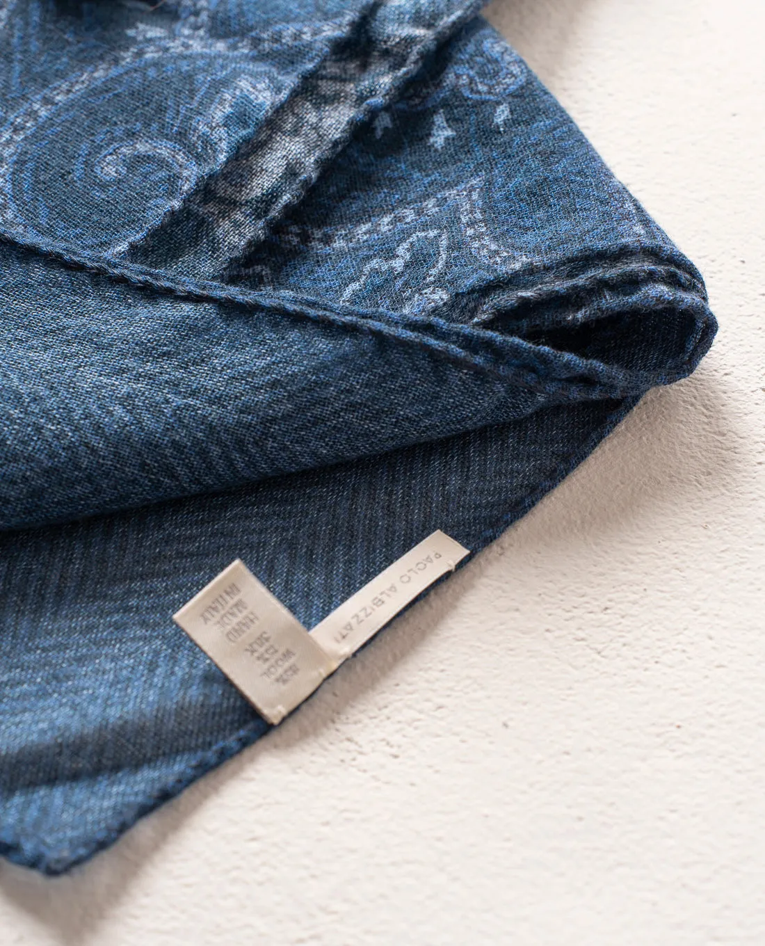 Soft Wool Scarf - Blue Paisley Print sold by Paolo Albizzati product image thumbnail 4