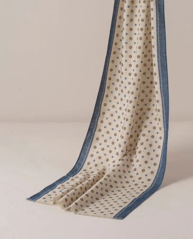 Wool Printed Scarf - Off-White Medallion Motif sold by Paolo Albizzati