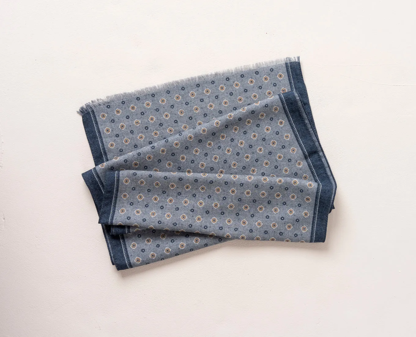 Wool Printed Scarf - Grey Melange Medallion Motif sold by Paolo Albizzati product image thumbnail 4