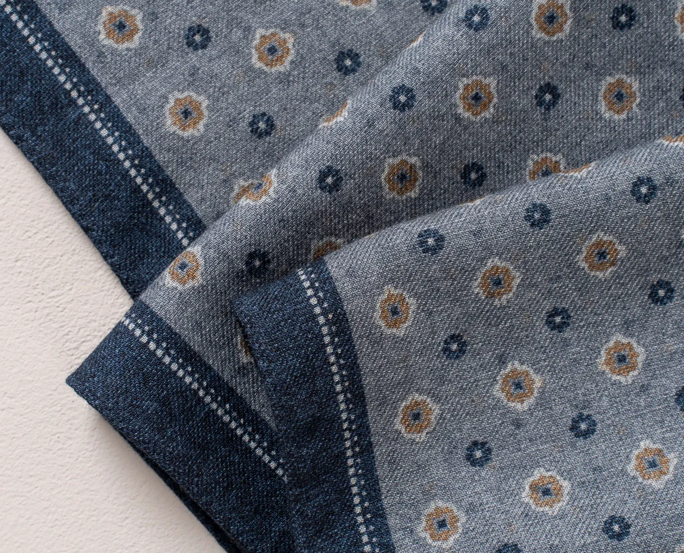 Wool Printed Scarf - Grey Melange Medallion Motif sold by Paolo Albizzati product image thumbnail 5