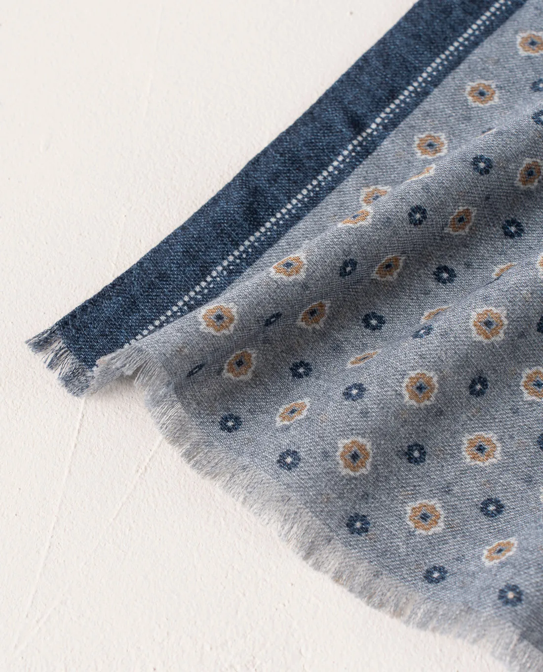 Wool Printed Scarf - Grey Melange Medallion Motif sold by Paolo Albizzati product image thumbnail 2