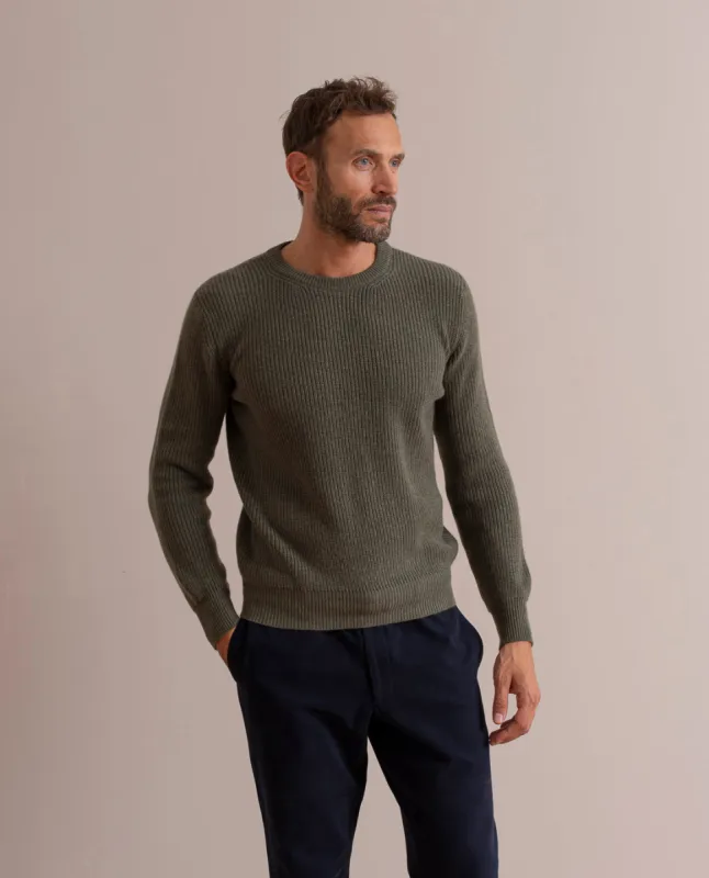 Pure Cashmere Rib Sweater - Hunter Green sold by Paolo Albizzati