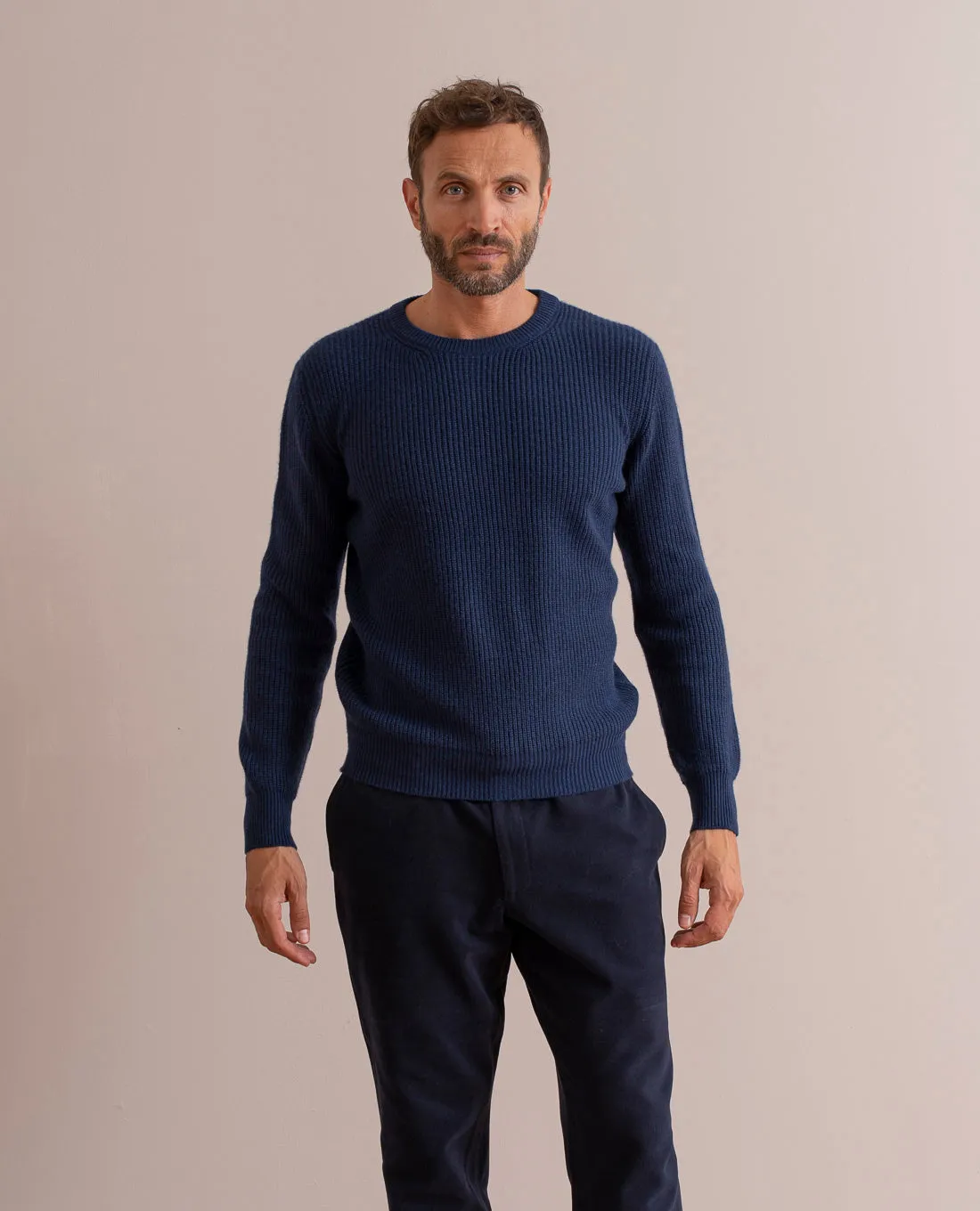 Pure Cashmere Rib Sweater - Navy Blue sold by Paolo Albizzati product image thumbnail 2