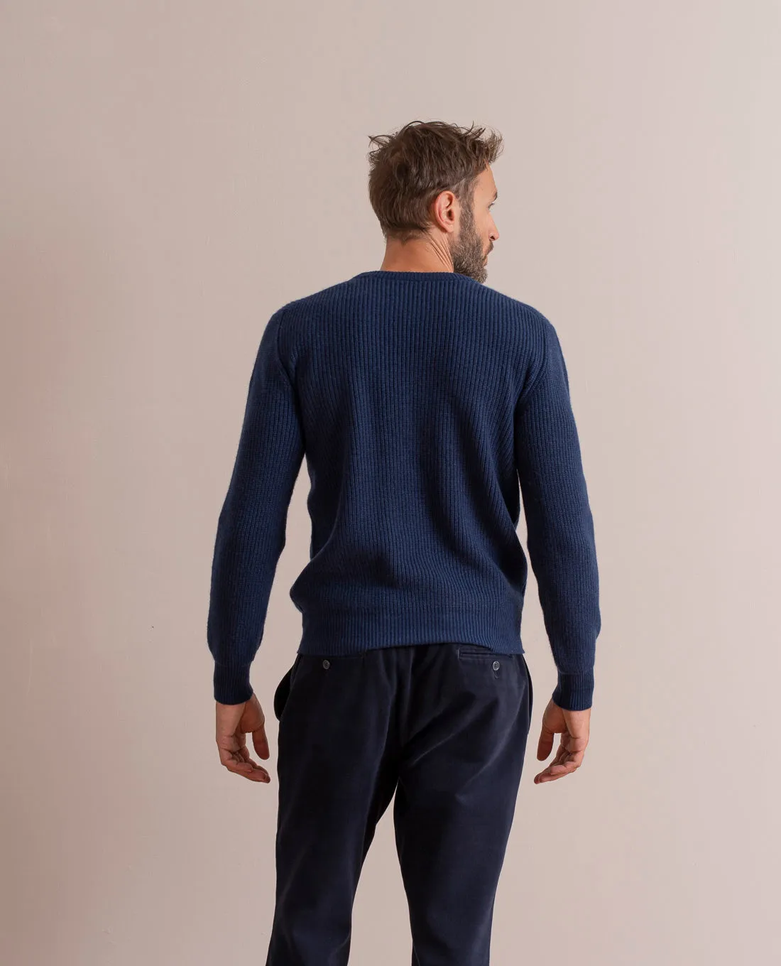 Pure Cashmere Rib Sweater - Navy Blue sold by Paolo Albizzati product image thumbnail 5