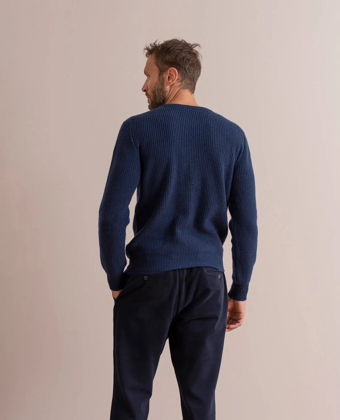 Pure Cashmere Rib Sweater - Navy Blue sold by Paolo Albizzati product image thumbnail 4