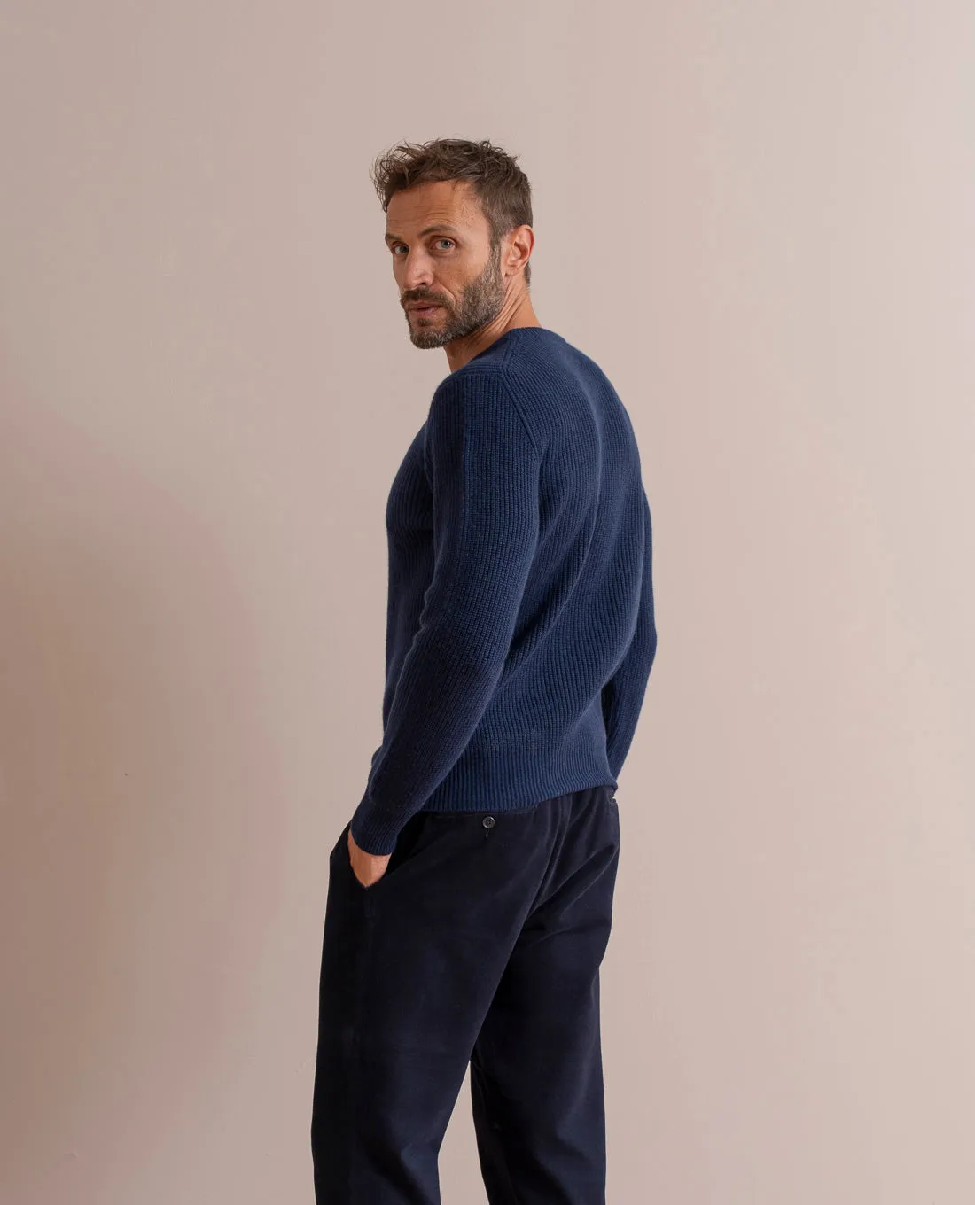Pure Cashmere Rib Sweater - Navy Blue sold by Paolo Albizzati product image thumbnail 3