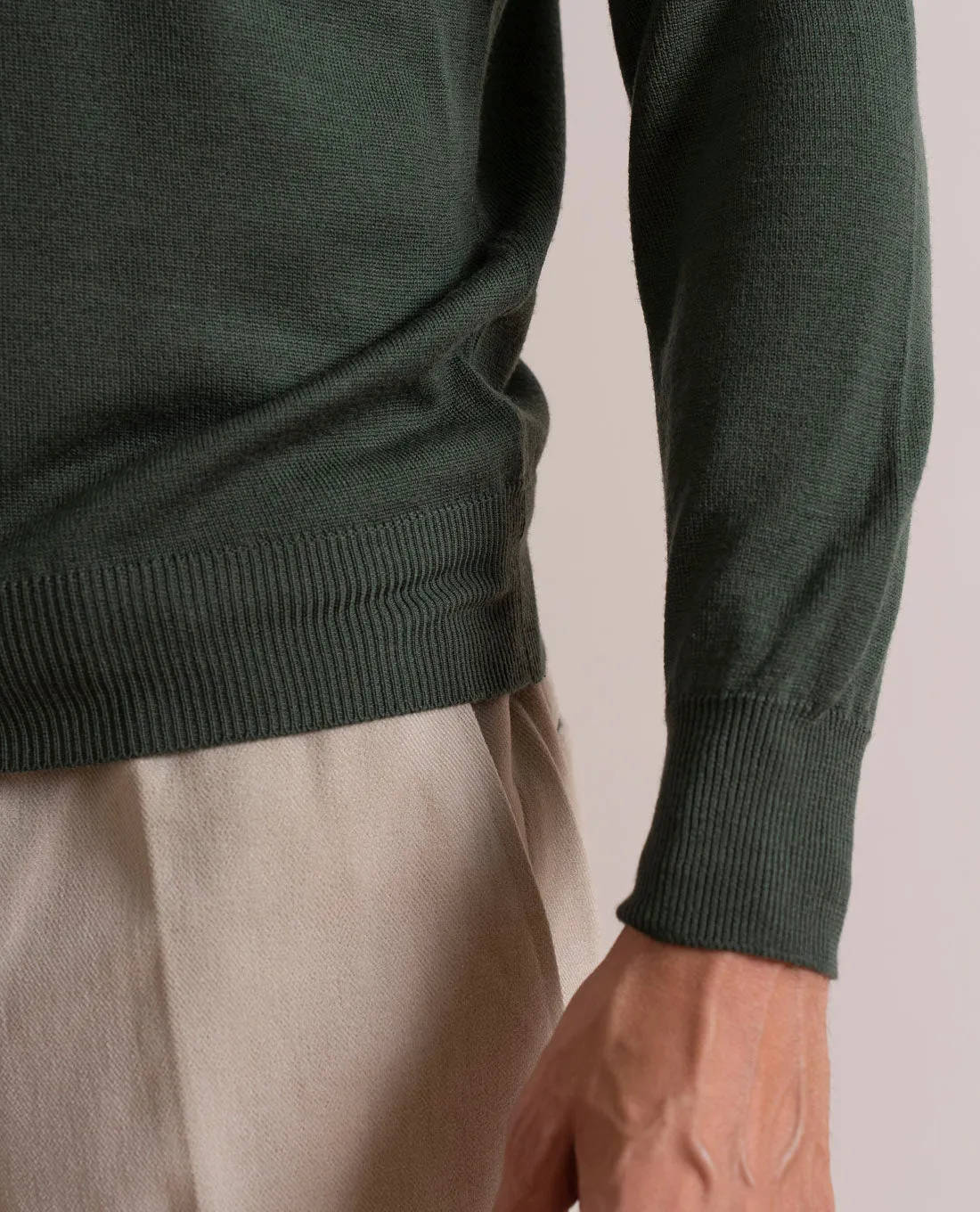 Merino Wool V-Neck Sweater - Green sold by Paolo Albizzati product image thumbnail 4