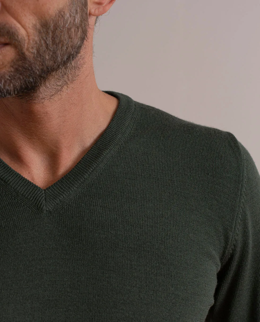 Merino Wool V-Neck Sweater - Green sold by Paolo Albizzati product image thumbnail 3