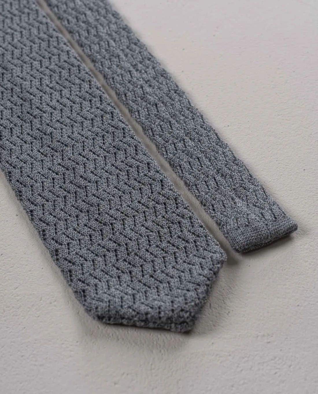 Knitted Pointed Wool Tie - Grey sold by Paolo Albizzati product image thumbnail 3