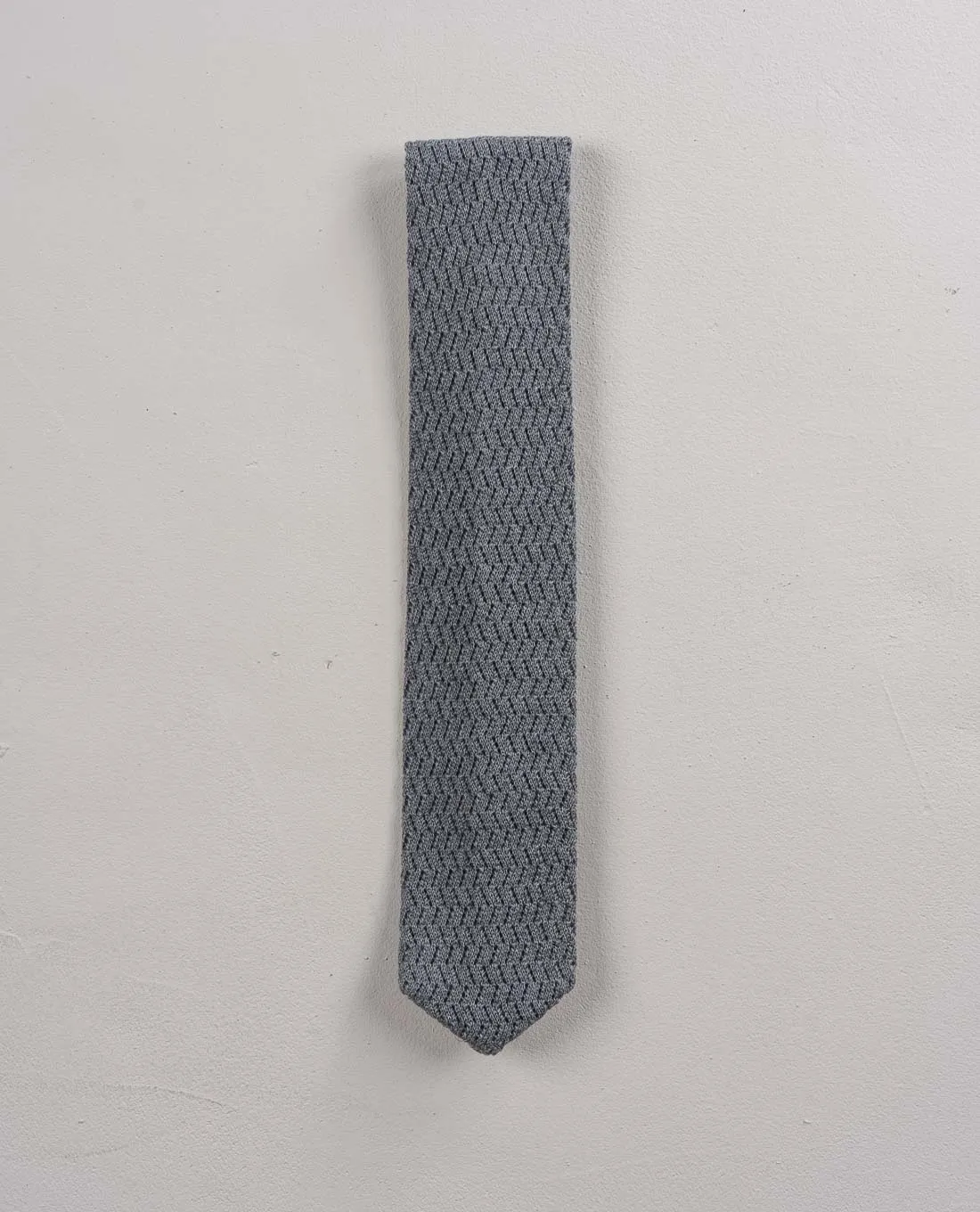 Knitted Pointed Wool Tie - Grey sold by Paolo Albizzati