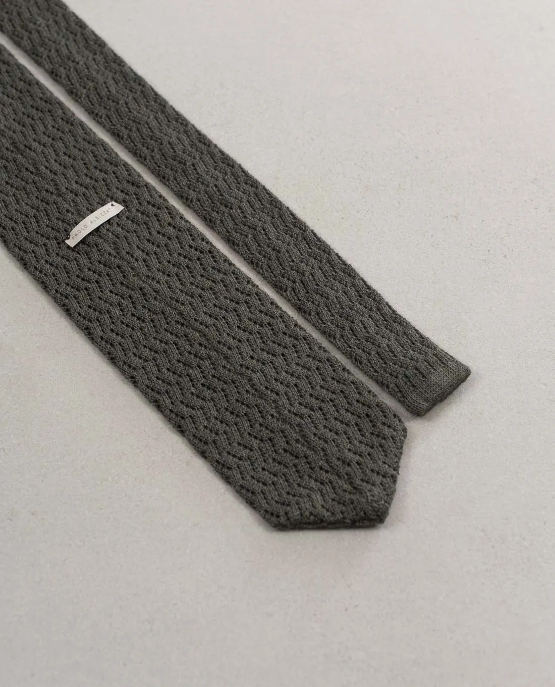 Knitted Pointed Wool Tie - Green sold by Paolo Albizzati product image thumbnail 5