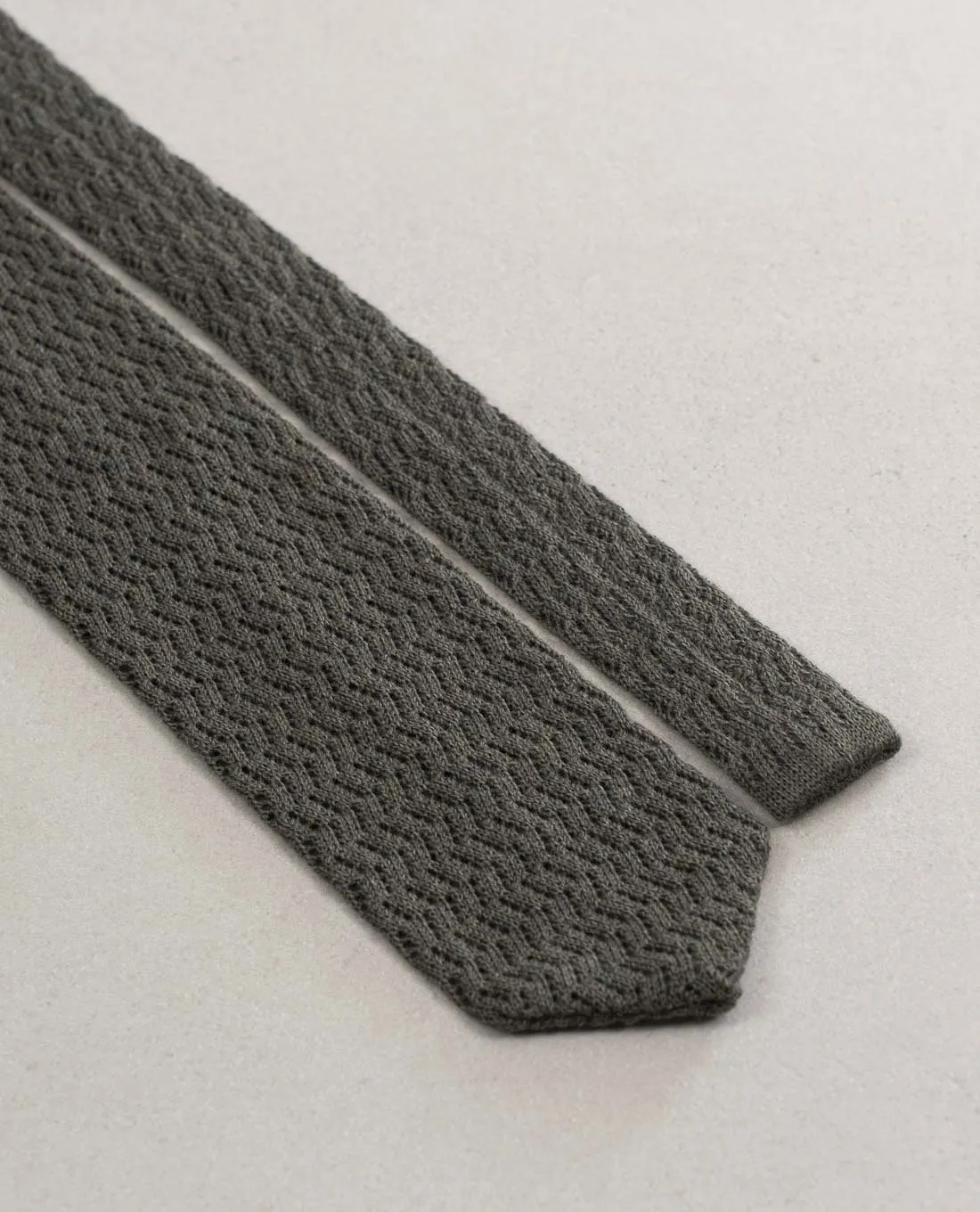 Knitted Pointed Wool Tie - Green sold by Paolo Albizzati product image thumbnail 4