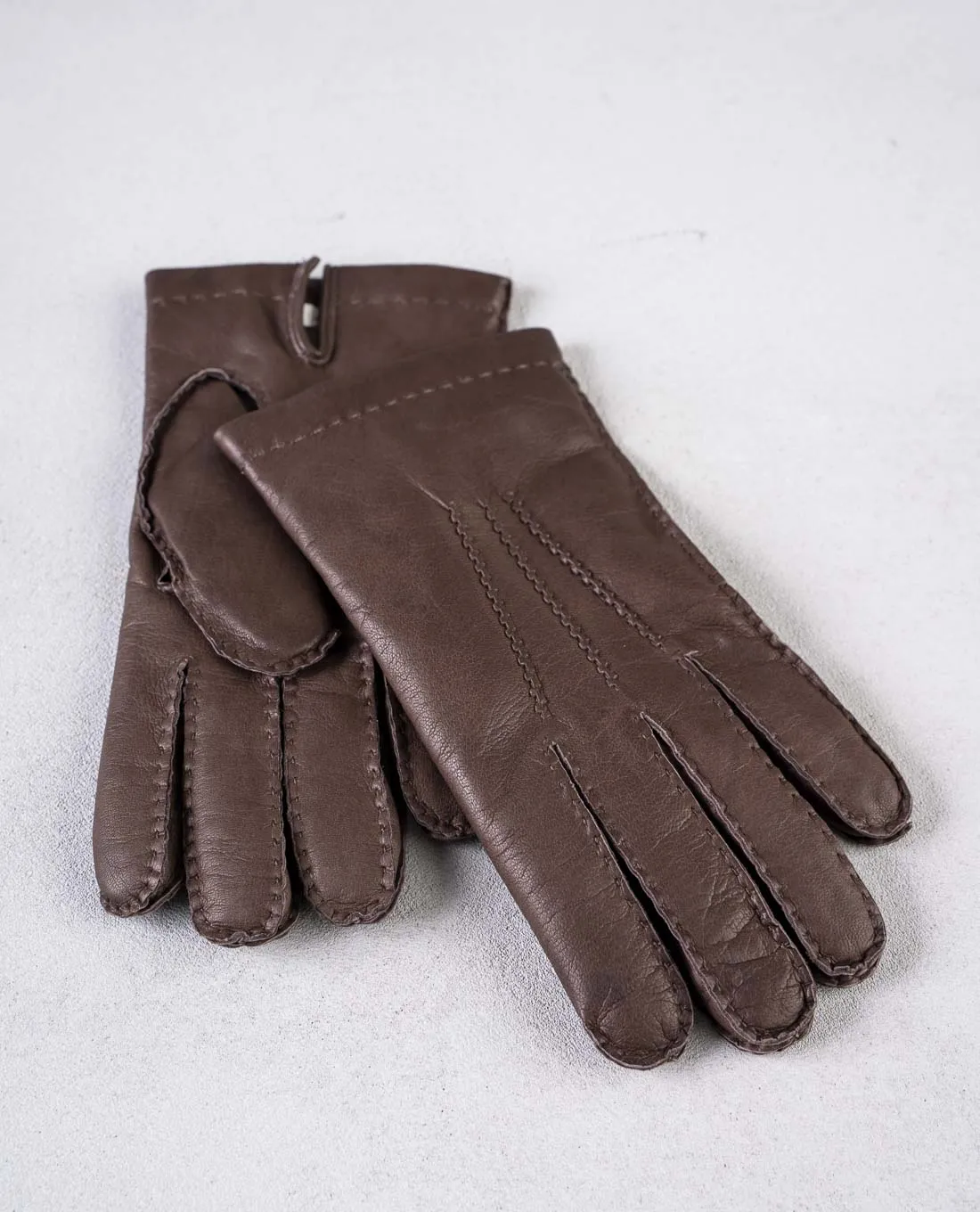 Handmade Lambskin Leather Gloves with Cashmere Lining - Brown sold by Paolo Albizzati product image thumbnail 3