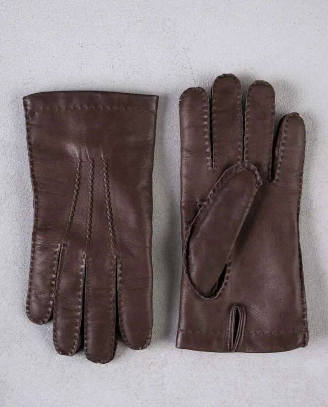 Handmade Lambskin Leather Gloves with Cashmere Lining - Brown sold by Paolo Albizzati
