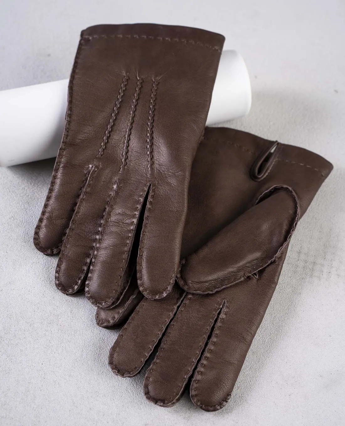 Handmade Lambskin Leather Gloves with Cashmere Lining - Brown sold by Paolo Albizzati product image thumbnail 5