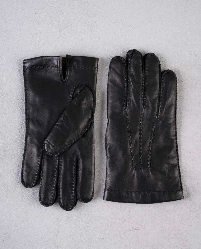 Handmade Lambskin Leather Gloves with Cashmere Lining - Black sold by Paolo Albizzati