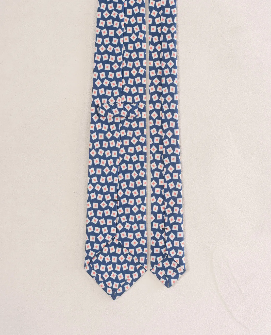 Twill Silk Tie-Navy Blue and Pink Square Print sold by Paolo Albizzati product image thumbnail 2