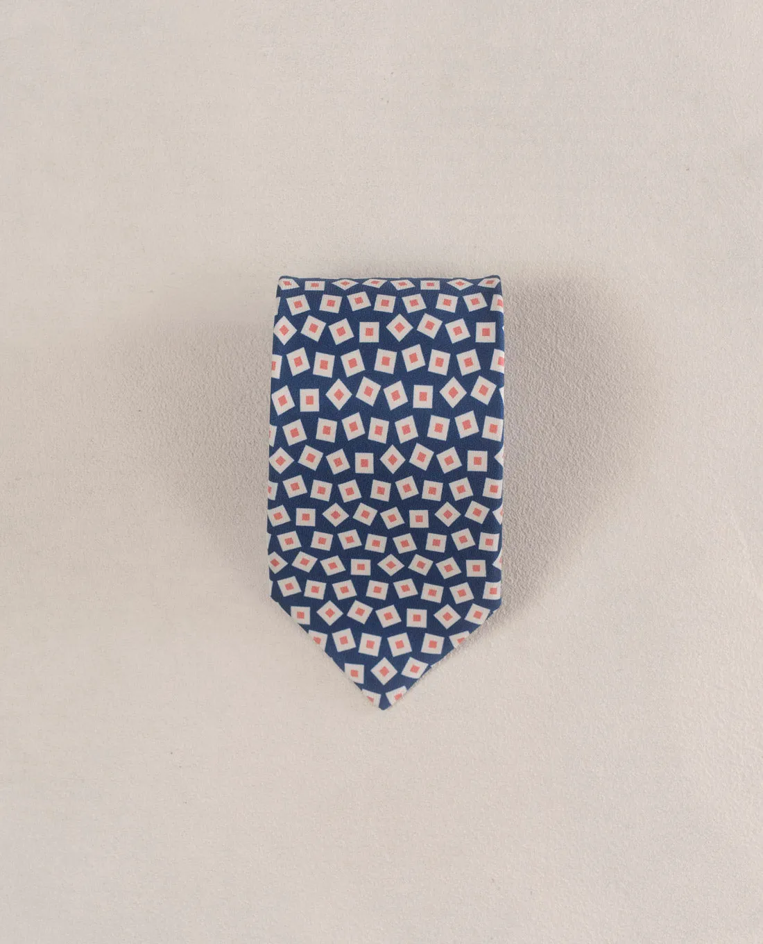 Twill Silk Tie-Navy Blue and Pink Square Print sold by Paolo Albizzati product image thumbnail 5