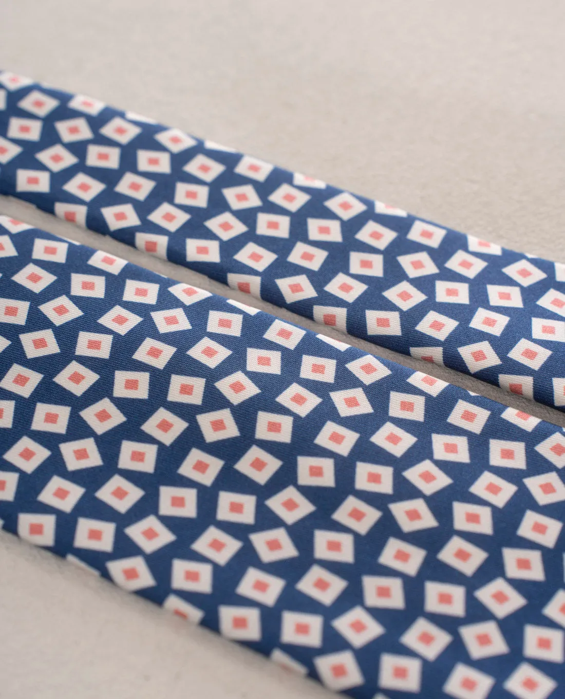 Twill Silk Tie-Navy Blue and Pink Square Print sold by Paolo Albizzati product image thumbnail 4