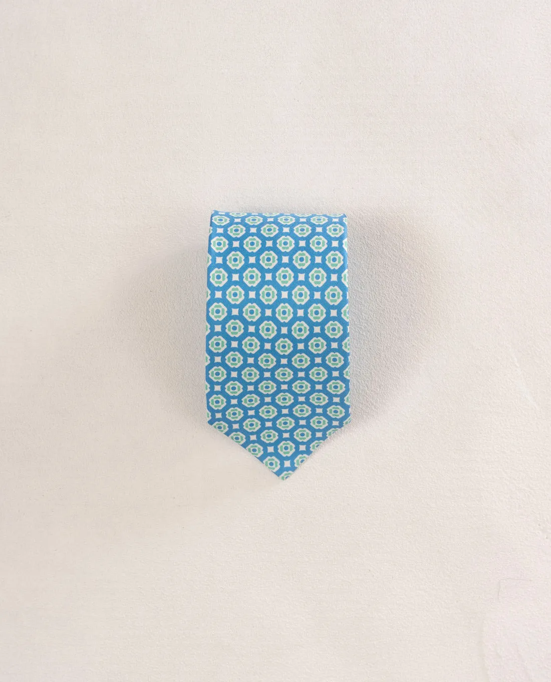 Twill Silk Tie-Blue and Green Medallion Print sold by Paolo Albizzati product image thumbnail 3