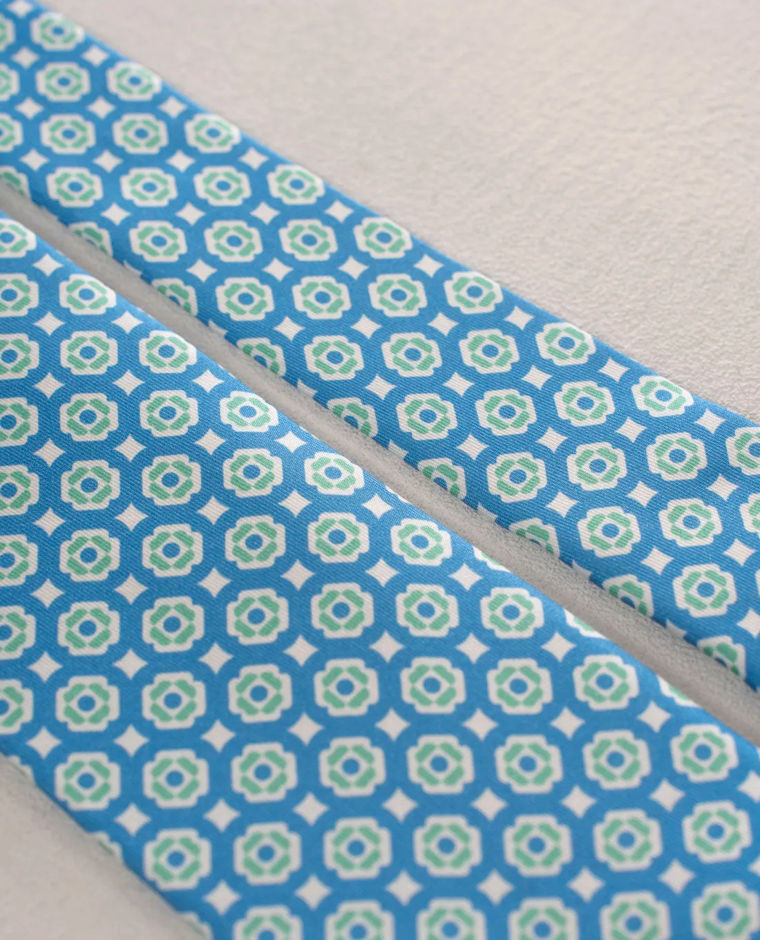 Twill Silk Tie-Blue and Green Medallion Print sold by Paolo Albizzati product image thumbnail 5