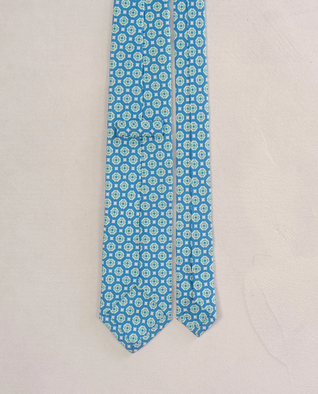 Twill Silk Tie-Blue and Green Medallion Print sold by Paolo Albizzati product image thumbnail 2