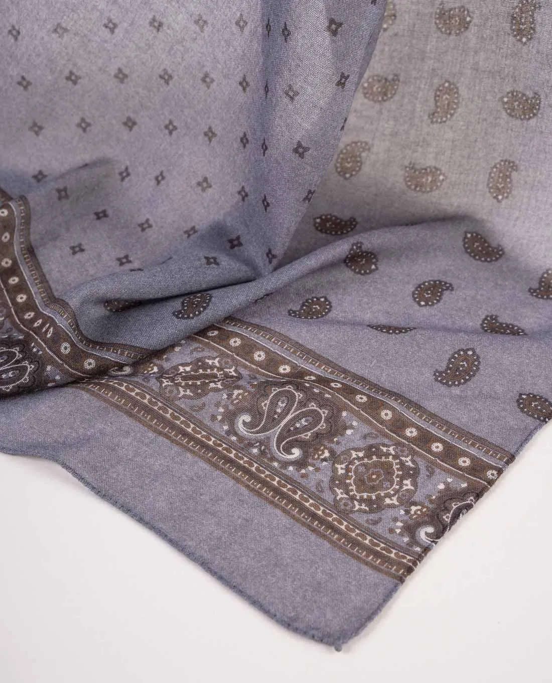 Printed Soft Wool Scarf - Grey Paisley sold by Paolo Albizzati product image thumbnail 3