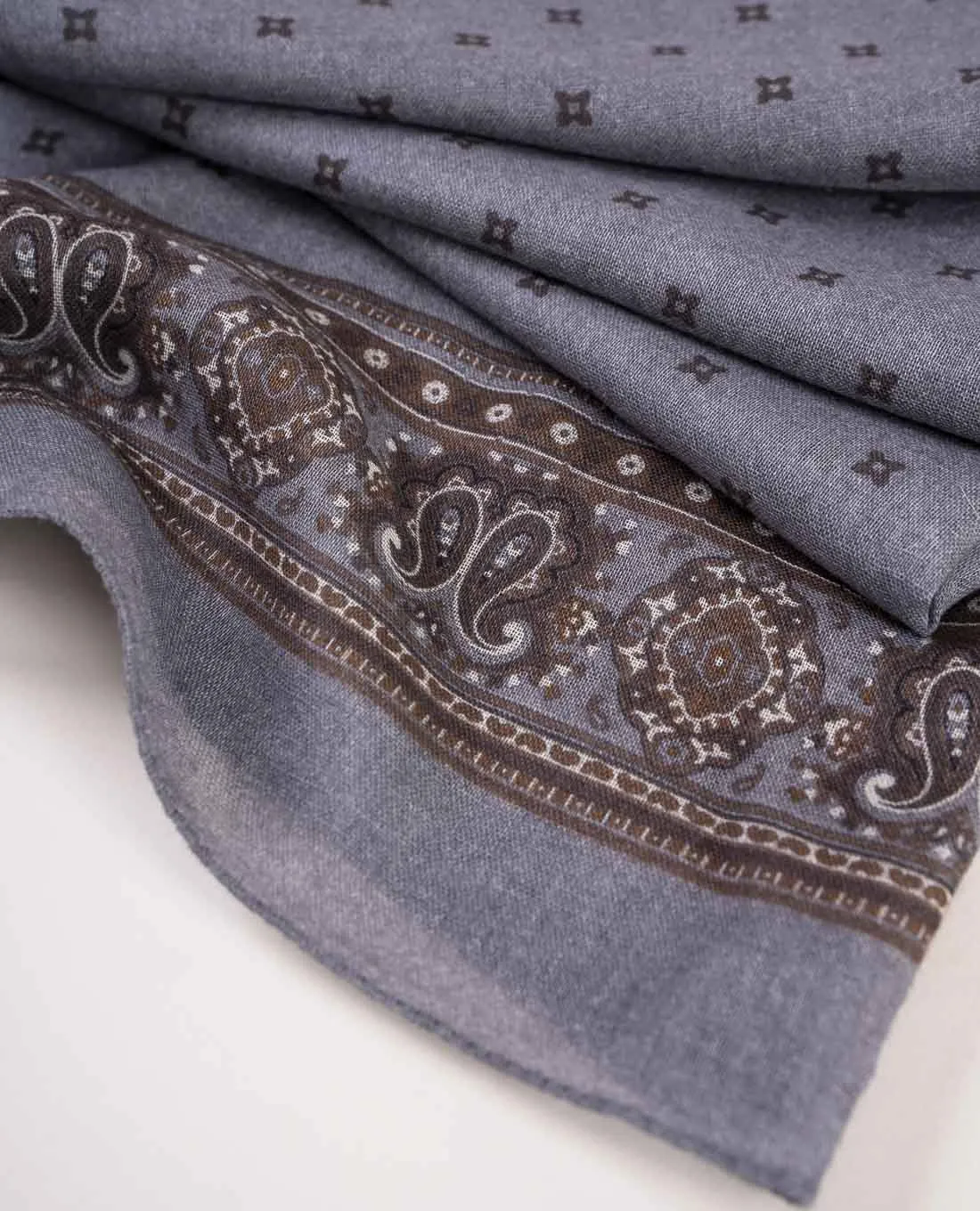 Printed Soft Wool Scarf - Grey Paisley sold by Paolo Albizzati product image thumbnail 5