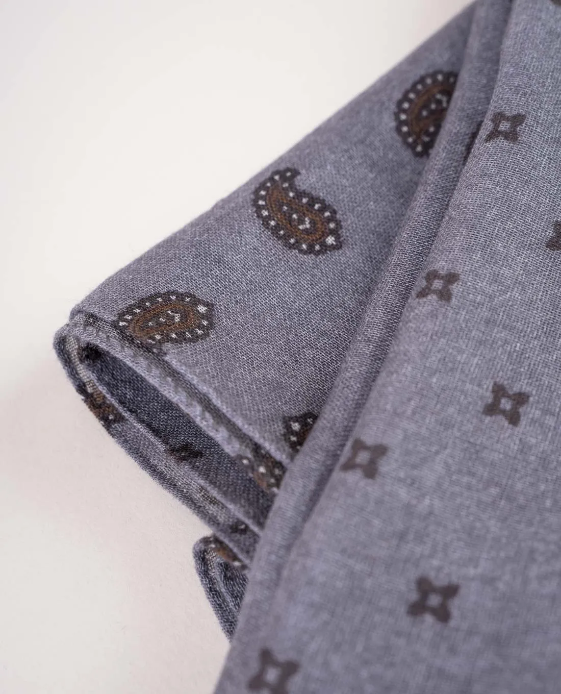 Printed Soft Wool Scarf - Grey Paisley sold by Paolo Albizzati product image thumbnail 2