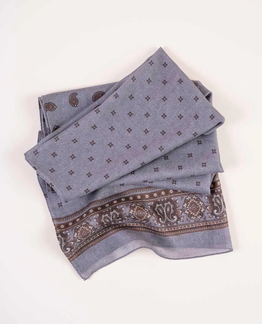 Printed Soft Wool Scarf - Grey Paisley sold by Paolo Albizzati product image thumbnail 4