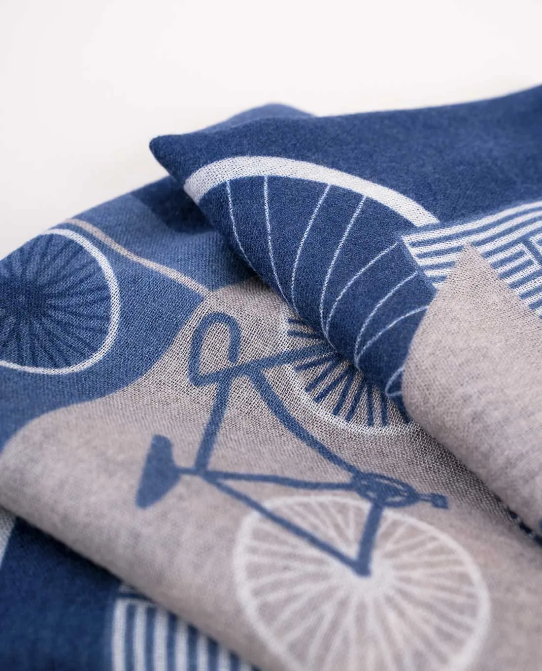Printed Soft Wool Scarf - Blue and Grey Bicycle Print sold by Paolo Albizzati product image thumbnail 5